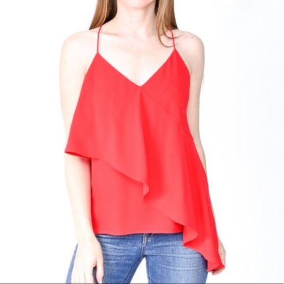 Amanda Uprichard Tops - Amanda Uprichard Red Ruffle Top